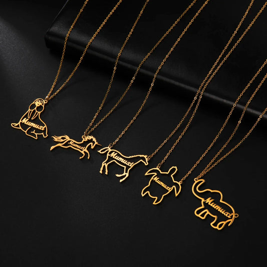 Animalium - Collier Prénom avec animal personnalisé