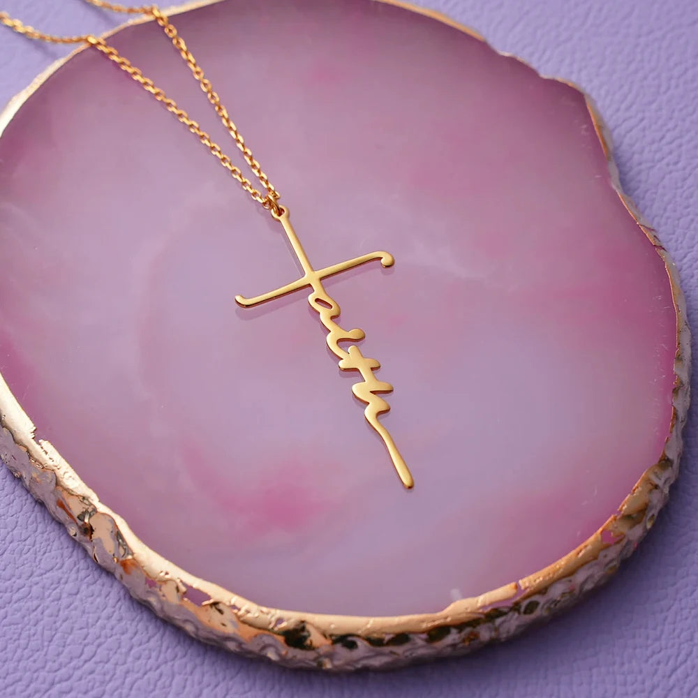 Fides - Collier en croix avec prénom personnalisé