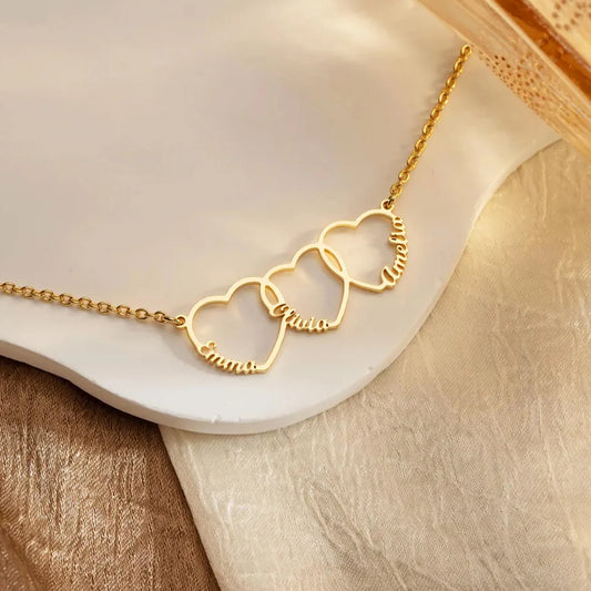 Pretiosa - Collier avec prénoms et cœurs personnalisé