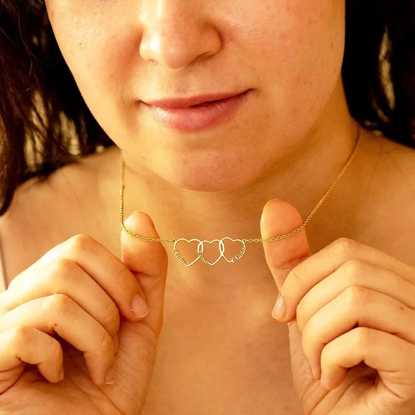 Pretiosa - Collier avec prénoms et cœurs personnalisé