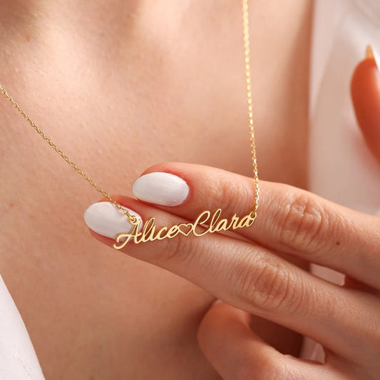 Affectus - Collier avec prénoms et cœur personnalisé