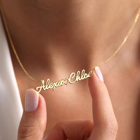 Affectus - Collier avec prénoms et cœur personnalisé