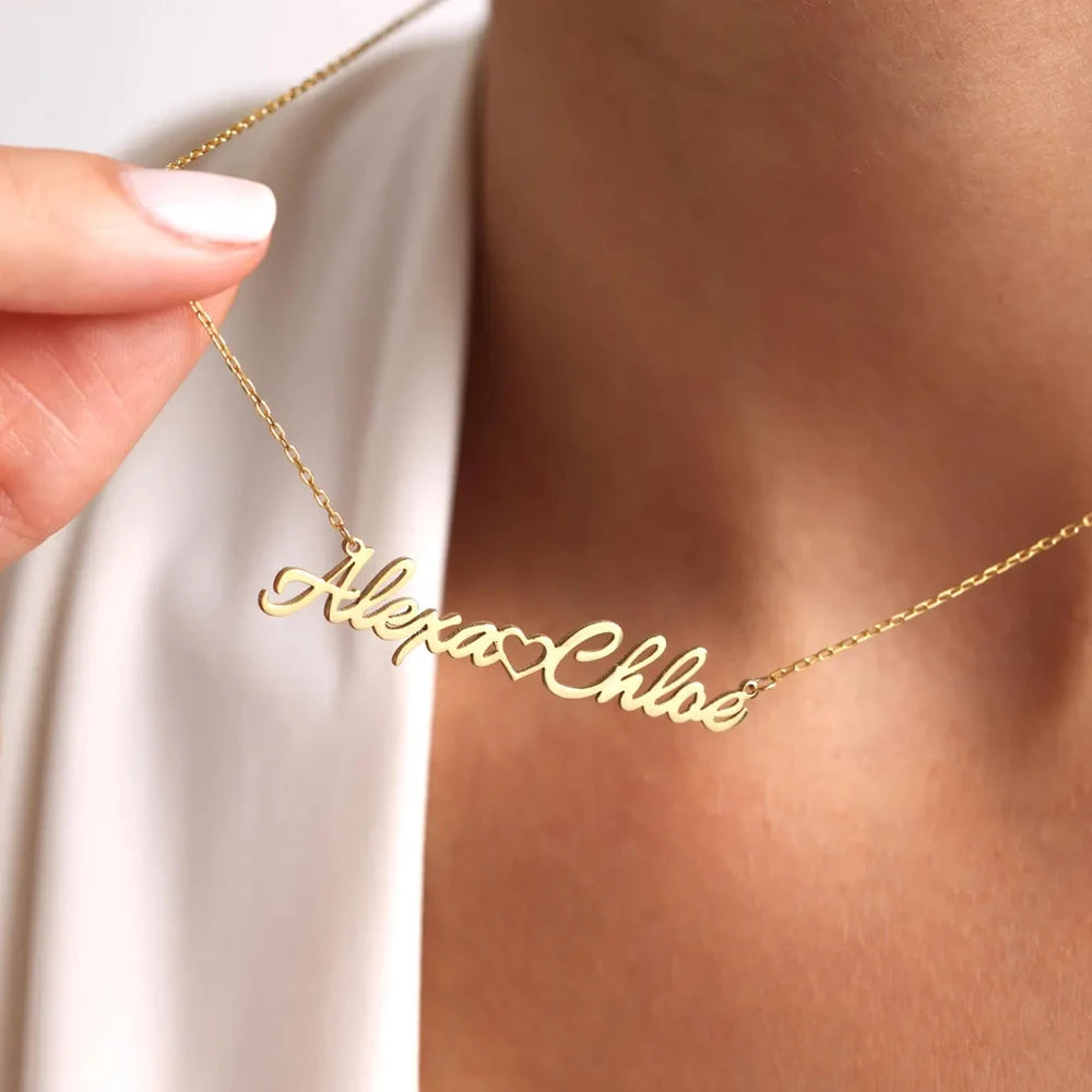 Affectus - Collier avec prénoms et cœur personnalisé