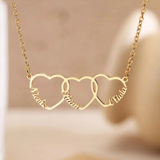 Pretiosa - Collier avec prénoms et cœurs personnalisé