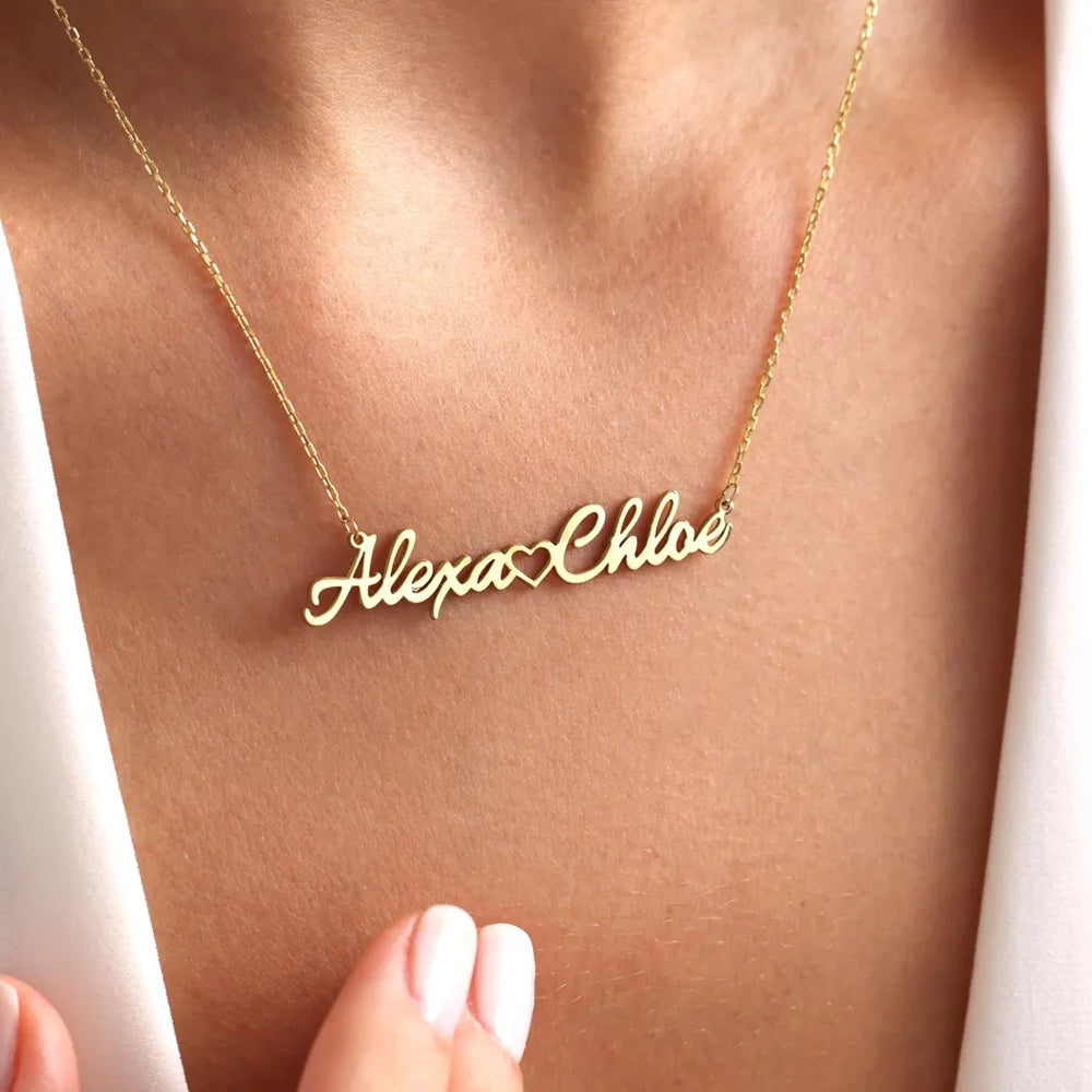 Affectus - Collier avec prénoms et cœur personnalisé